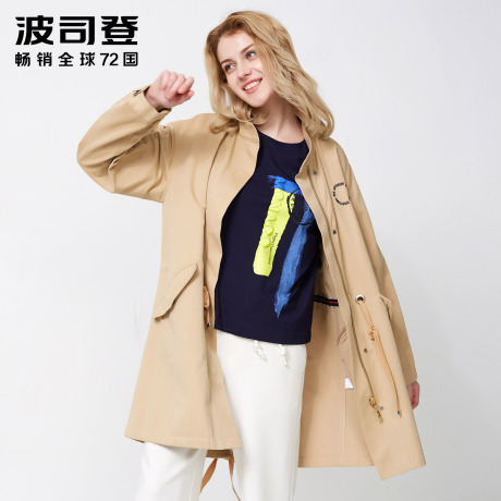波司登风衣薄款女中长款韩版2018新款秋季英伦时尚外套B80516016商品大图