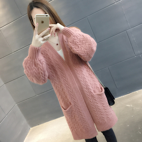 秋冬女装2018新款韩版网红毛衣女ins超火中长款针织开衫加厚外套商品大图