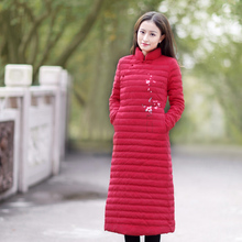 伶俐柠檬80033复古民国风文艺手绘旗袍款羽绒服女装中国风图片