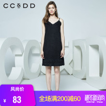 CCDD冬装新品专柜正品时尚气质睡衣外搭款吊带连衣裙女黑色图片