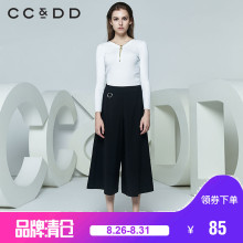 CCDD2018春装新品专柜正品修身显瘦V领拉链装饰针织衫女套头毛衫图片