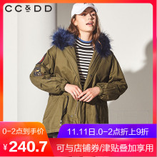 CCDD2018冬装新品专柜时尚宽松深色连帽短款羽绒服女潮流外套图片
