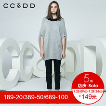CCDD2018春装新品专柜正品气质淑女宽松圆领无袖针织斗篷毛衫上衣图片
