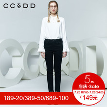 CCDD2018春装新品专柜正品气质淑女白色套头圆领长袖衬衫女上衣图片