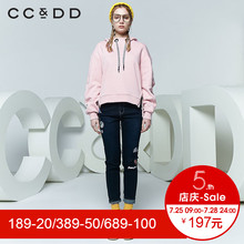 CCDD2018春装新品专柜正品韩版宽松侧拉链连帽套头卫衣女休闲上衣图片