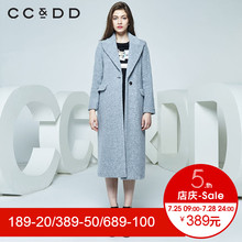 CCDD冬季新款专柜正品修身V领显瘦时尚毛呢大衣女中长款图片