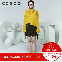 CCDD2018春装新品专柜正品韩版直筒不规则落肩长袖套头针织衫女图片