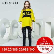 CCDD2018秋装新品专柜正品时尚宽松字母圆领短袖T恤女打底衫上衣图片