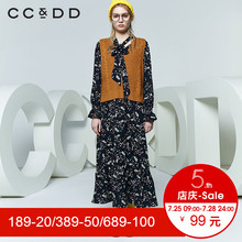 CCDD2018春装新品专柜正品韩版V领针织马甲背心女无袖套头毛衫图片