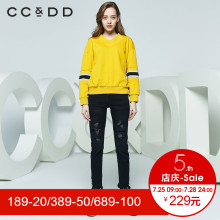 CCDD2018秋装新品专柜正品时尚休闲宽松套头v领上衣女长袖卫衣图片