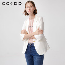 【商场同款】CCDD2018秋装新品纯色小西装外套女薄款西服短款图片