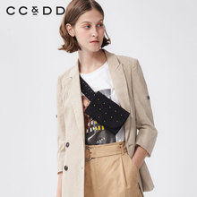 【商场同款】CCDD2018秋装新品韩版卡其色职业装中长款西装小外套图片
