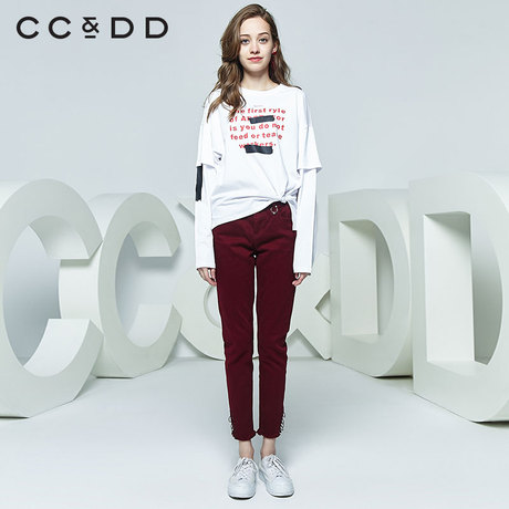 CCDD2018秋装新品专柜正品时尚休闲字母套头长袖T恤女个性上衣潮商品大图
