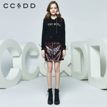 CCDD2018秋装新品专柜正品时尚修身字母系带套头圆领衫女长袖上衣图片