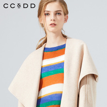 【预售】CCDD2018冬装新品专柜正品中长款毛呢大衣收腰显瘦呢子图片