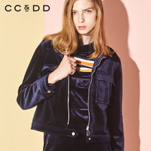 CCDD2018冬装新品专柜正品时尚刺绣气质休闲金属拉链翻领短外套图片