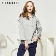 CCDD2018秋装新品专柜正品时尚宽松纯色系带长袖圆领衫女套头上衣图片