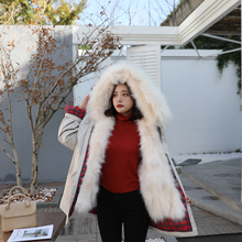 冬韩版新款女装貉子毛内胆派克服中长款连帽海宁皮草派克大衣外套图片