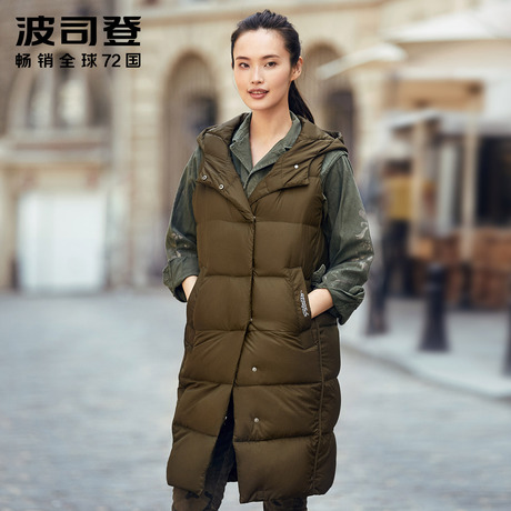 波司登2017新款中长款立领个性时尚羽绒马甲女秋冬马夹B70132116商品大图