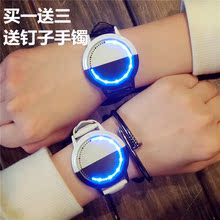 韩版高科技创意智能简约触摸屏手表LED发光夜光情侣一对学生手表