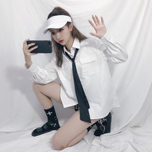 衬衣 女秋季2018新款 送领带 韩国ulzzang宽松百搭显瘦长袖 衬衫