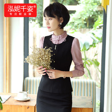 秋冬新款韩版时尚女装职业装马甲女外套工装黑色西装马夹背心短款图片