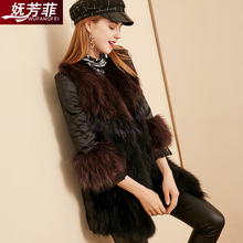 妩芳菲2018冬季新款时尚中长款皮草外套韩版宽松显瘦女装羽绒棉衣图片