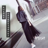 经典百搭纱裙女半身春夏2019新款松紧腰百褶网纱中长裙显瘦A字裙