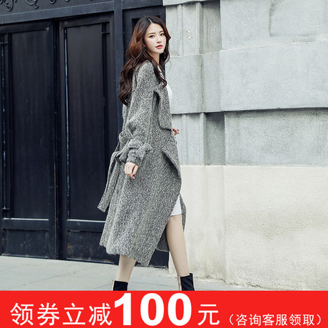 冬装女装2018新款韩版中长款赫本风呢子大衣秋冬流行毛呢外套加厚商品大图