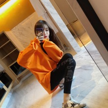 超火卫衣女2018新款春秋装学生长袖套头韩版破洞百搭宽松上衣薄款