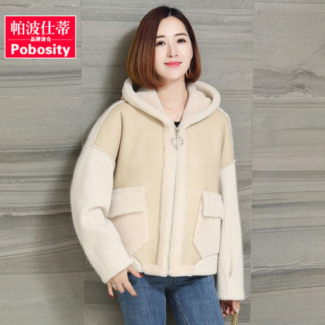 帕波仕蒂2018海宁秋冬新款羊剪绒皮草外套韩版羊毛连帽女装大衣99商品大图