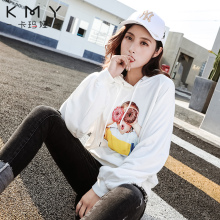 卡玛娅春秋装新款韩版潮早秋卫衣女连帽长袖宽松chic上衣印花外套图片