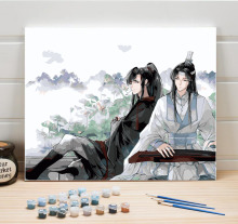 饰画 diy数字油彩画魔道祖师古风动漫人物周边手绘油画填色装