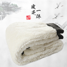 冬季皮毛一体裤 加绒加厚真皮保暖高腰羊皮裤 子男中老年羊毛棉裤