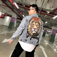 上衣 个性 潮牌柳丁狮子亮片牛仔衣外套男时尚 2019新款