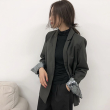 欧洲站百搭短外套女2018秋冬新款女装韩版重工亮片小香风名媛西装图片
