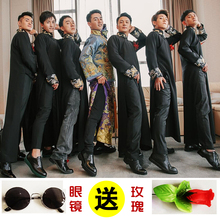 中式婚礼伴郎服唐装伴娘服民国马褂古装中国风长衫长袍兄弟团礼服