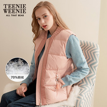 TeenieWeenie小熊2018秋冬新款女装短款加绒马甲羽绒背心拉链外套图片