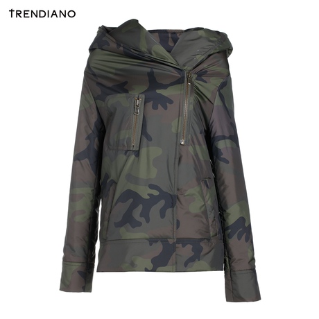 TRENDIANO女装冬装潮迷彩连帽开衫棉衣外套棉服WHC4401040商品大图