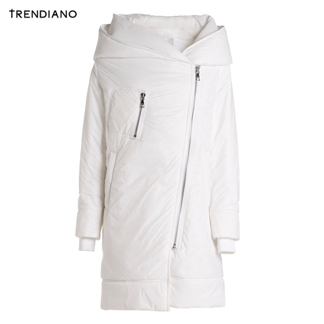 TRENDIANO女装冬装纯色连帽中长款棉衣外套棉服WHC4403210商品大图