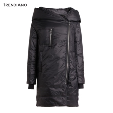 TRENDIANO新女装冬装纯色连帽面包领中长棉衣外套棉服WHC440321R图片