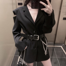 黑色小众设计感露肩男友风oversize宽松显瘦百搭西装 外套 CHICYOU