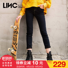 金羽杰LINC2017秋装新款时尚百搭墨水蓝牛仔裤女修身显瘦7361807图片