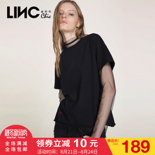 金羽杰LINC2017秋装新款时尚百搭刺绣做旧纯棉短袖T恤女7361601图片