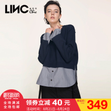 LINC金羽杰2017秋装新款毛针织衫 时尚假两件拼接套头衫女7372122图片