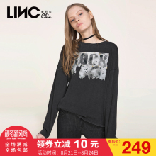 金羽杰LINC2017秋装新款纯棉个性摇滚主题印花T恤女长袖7361512图片