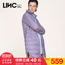 LINC金羽杰秋冬新款街头时尚立领轻薄羽绒服女中长款宽松韩版潮图片