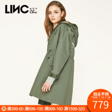 LINC金羽杰2018春季新品时尚街头风连帽绣花外套女中长款8120110图片