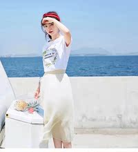拉夏贝尔7M半身裙夏女韩版2018新款高腰百搭中长款裙子70011160图片
