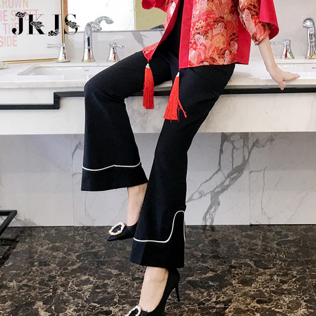 改良汉服盘扣旗袍阔腿裤秋季2018新款中国风裤子中式女装唐装女裤商品大图